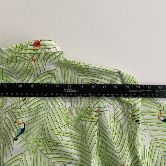 Club Room Tropical Short Sleeve Shirt XL Green Button Down Tucans Palm Hawaii - Picture 8 of 11